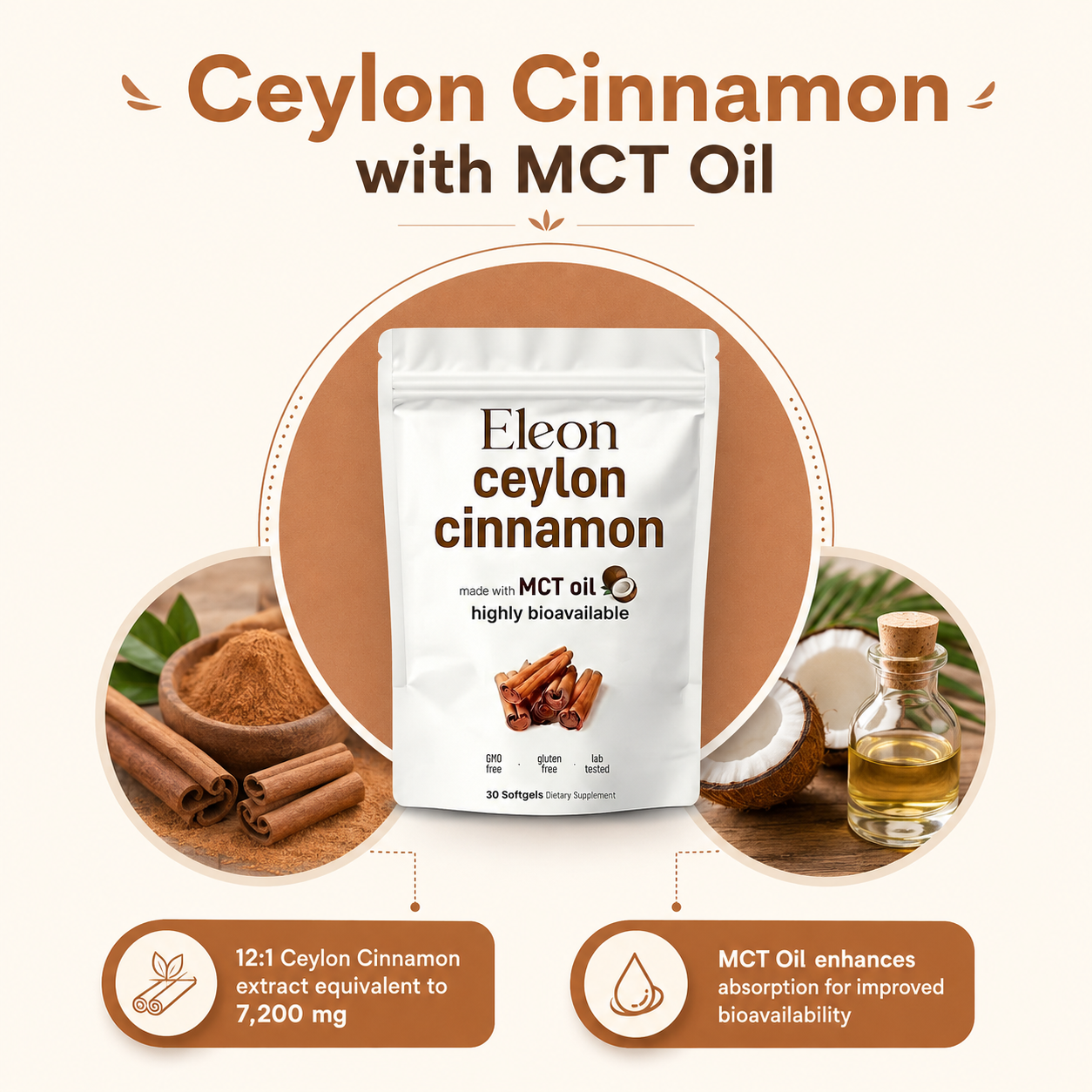 Ceylon Cinnamon - 7,200 mg Equivalent - MCT Oil